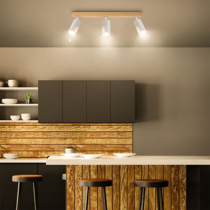 Brilagi - Griestu virziena gaismeklis SELE 3xGU10/30W/230V balts/ozola dekors