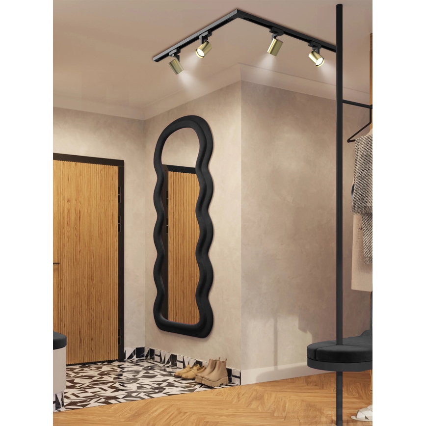 Brilagi - HUSKY sliedes sistēmas 4xGU10/10W/230V virziena gaismeklis, melns/zelts