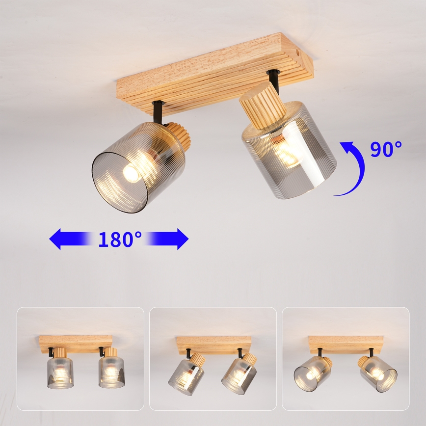 Brilagi - HYGGE spota gaismeklis 2xE14/15W/230V koka/dūmaina