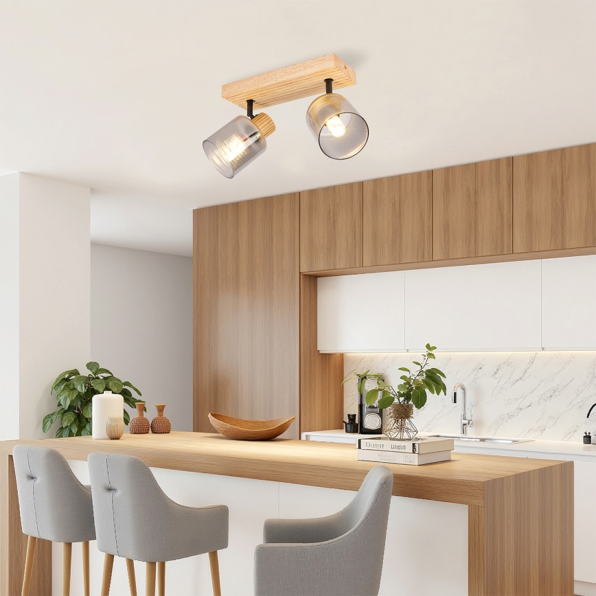 Brilagi - HYGGE spota gaismeklis 2xE14/15W/230V koka/dūmaina