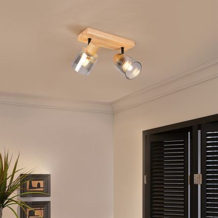 Brilagi - HYGGE spota gaismeklis 2xE14/15W/230V koka/dūmaina