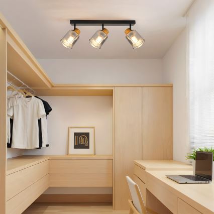 Brilagi - HYGGE virziena gaismeklis 3xE14/15W/230V melns/dūmots