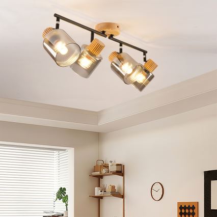 Brilagi - HYGGE virziena gaismeklis 4xE14/15W/230V kaučuka koks/dūmaina