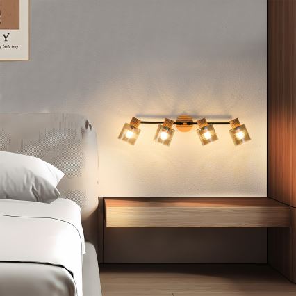 Brilagi - HYGGE virziena gaismeklis 4xE14/15W/230V kaučuka koks/dūmaina