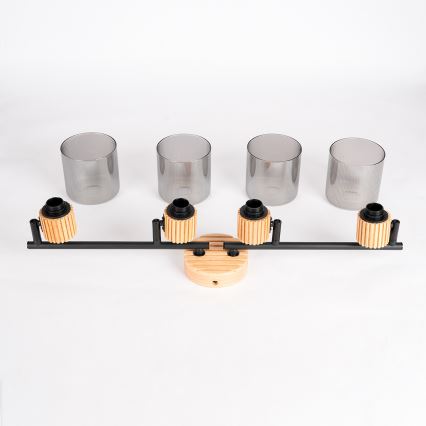 Brilagi - HYGGE virziena gaismeklis 4xE14/15W/230V kaučuka koks/dūmaina