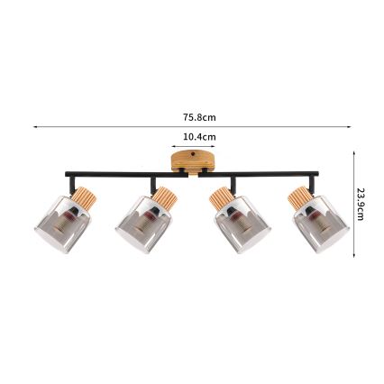 Brilagi - HYGGE virziena gaismeklis 4xE14/15W/230V kaučuka koks/dūmaina