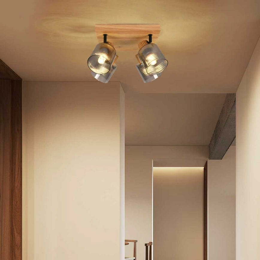 Brilagi - HYGGE virziena lampa 4xE14/15W/230V koka/dūmakaina