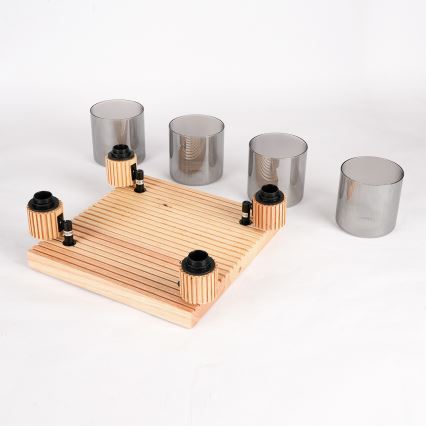 Brilagi - HYGGE virziena lampa 4xE14/15W/230V koka/dūmakaina