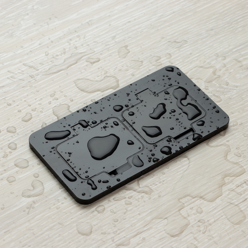 Brilagi - iebūvējama āra grīdas dubultkontaktligzda IP55, melna, taisnstūra