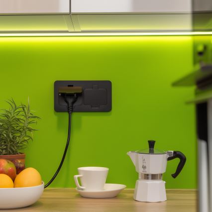 Brilagi - iebūvējama āra grīdas dubultkontaktligzda IP55, melna, taisnstūra