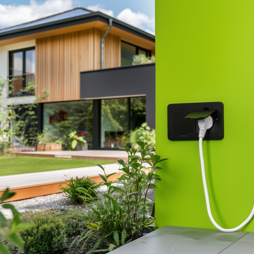 Brilagi - iebūvējama āra grīdas dubultkontaktligzda IP55, melna, taisnstūra