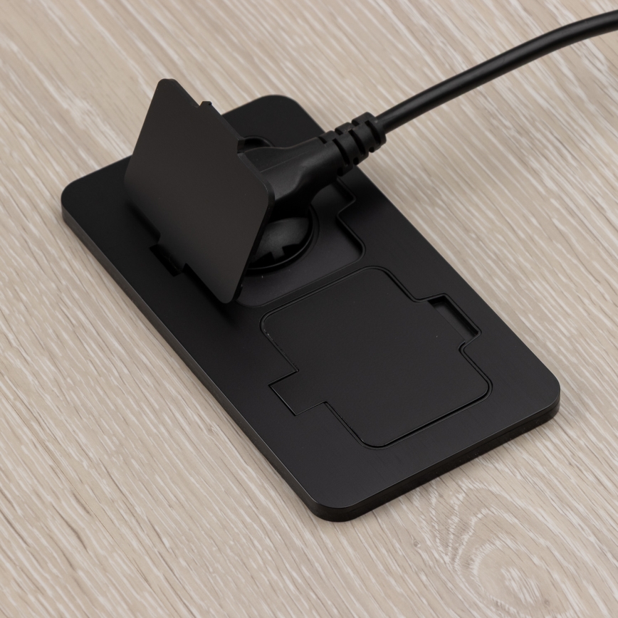 Brilagi - iebūvējama āra grīdas dubultkontaktligzda IP55, melna, taisnstūra