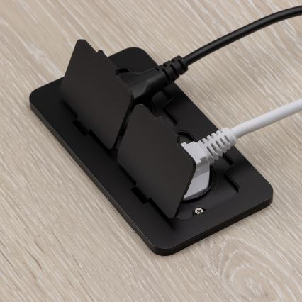 Brilagi - iebūvējama āra grīdas dubultkontaktligzda IP55, melna, taisnstūra