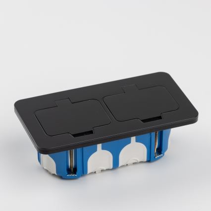 Brilagi - iebūvējama āra grīdas dubultkontaktligzda IP55, melna, taisnstūra