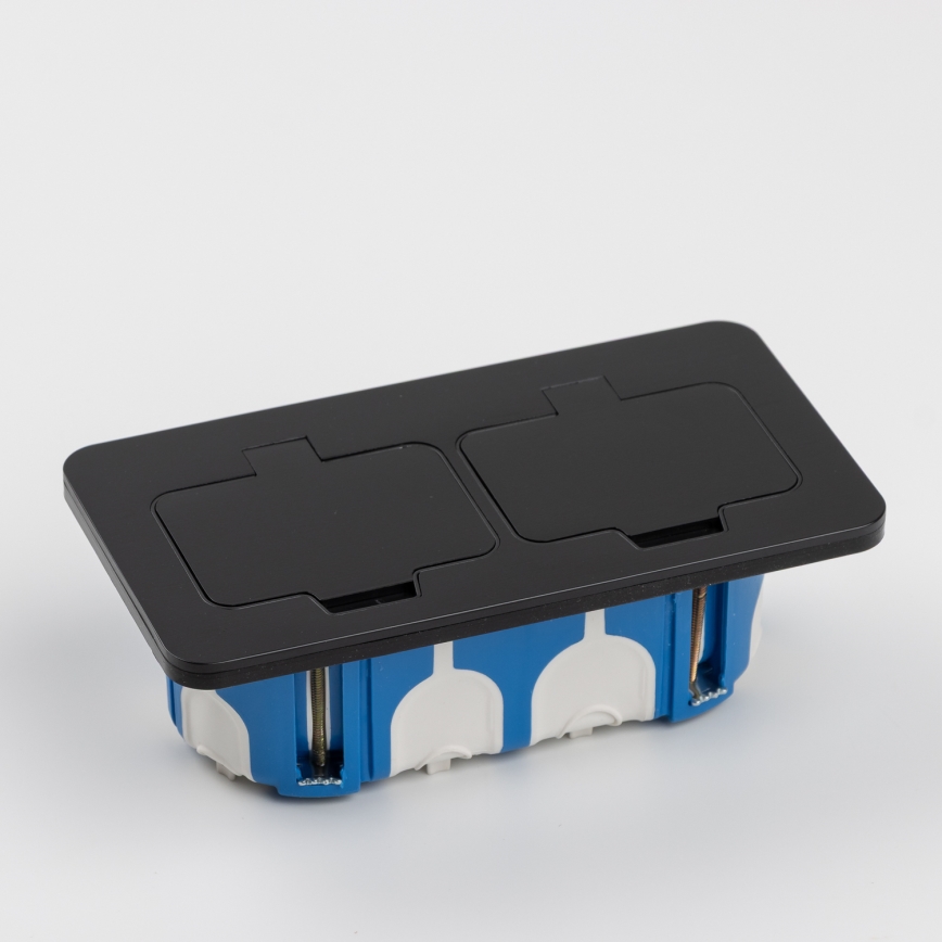 Brilagi - iebūvējama āra grīdas dubultkontaktligzda IP55, melna, taisnstūra