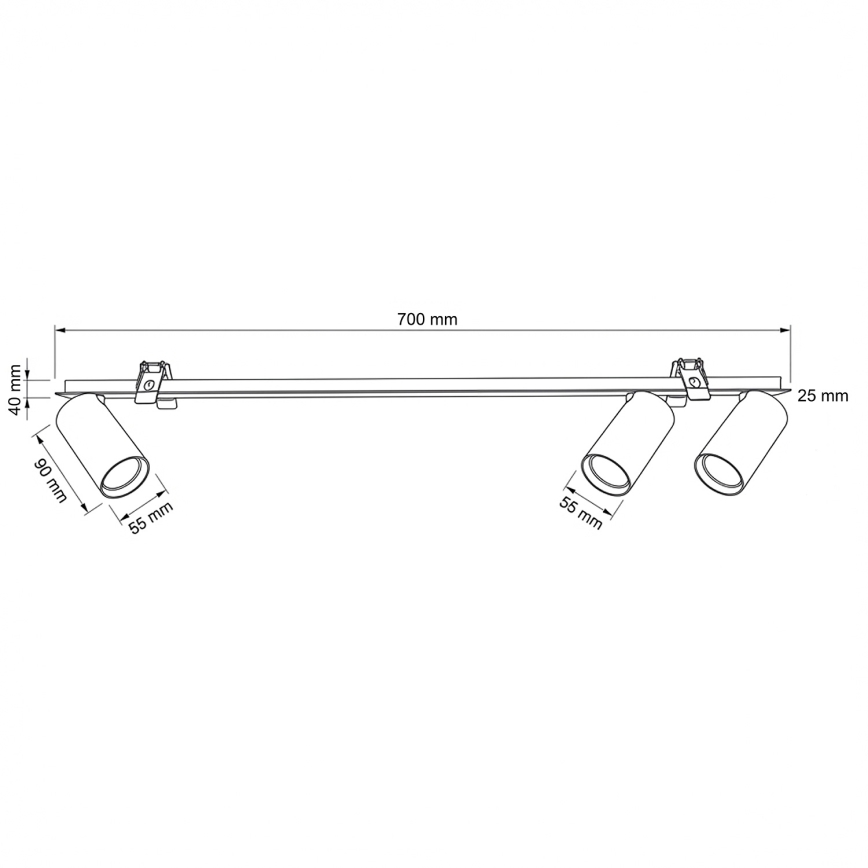Brilagi - Iebūvējamais griestu gaismeklis SELE 3xGU10/30W/230V, melns