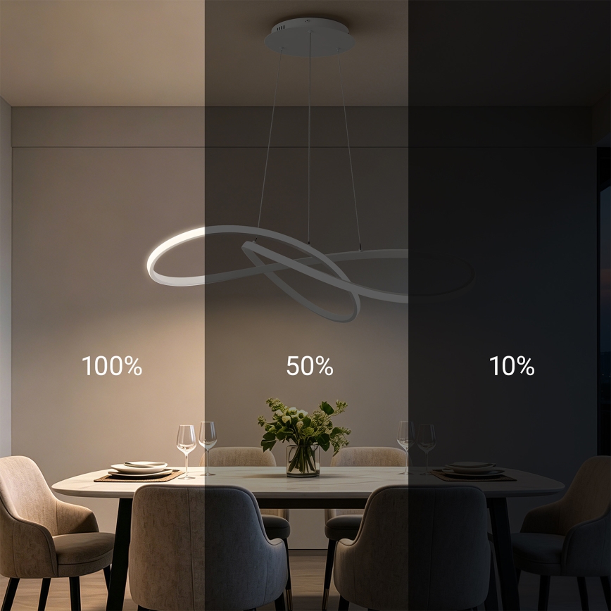 BRILAGI - dimējama LED lustra uz troses INFINITY LED/80W/230V 3000-6000K 80x80 cm balta + tālvadība