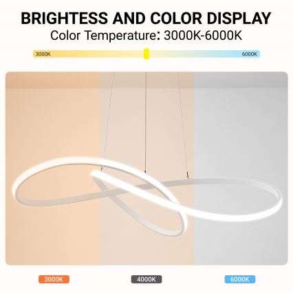 BRILAGI - dimējama LED lustra uz troses INFINITY LED/80W/230V 3000-6000K 80x80 cm balta + tālvadība