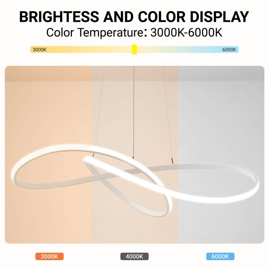 BRILAGI - dimējama LED lustra uz troses INFINITY LED/80W/230V 3000-6000K 80x80 cm balta + tālvadība