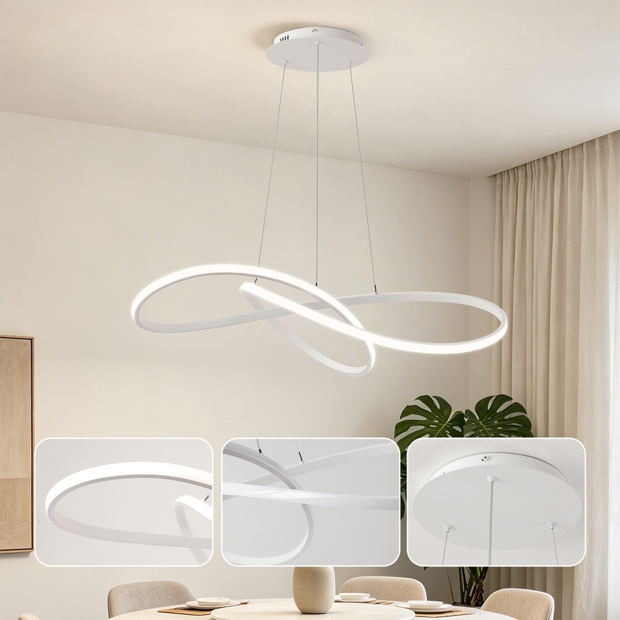 BRILAGI - dimējama LED lustra uz troses INFINITY LED/80W/230V 3000-6000K 80x80 cm balta + tālvadība