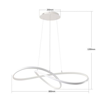 Brilagi - dimējama LED lustra uz troses INFINITY LED/80W/230V 3000-6000K 80x80 cm balta + tālvadība