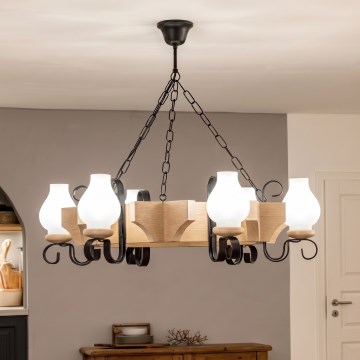 Brilagi - Karājamā lustra ar ķēdi QUEEN 6xE14/40W/230V ozols