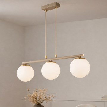 Brilagi - Karājamā lustra uz kabeļa 3xE27/60W/230V bēša/zelta