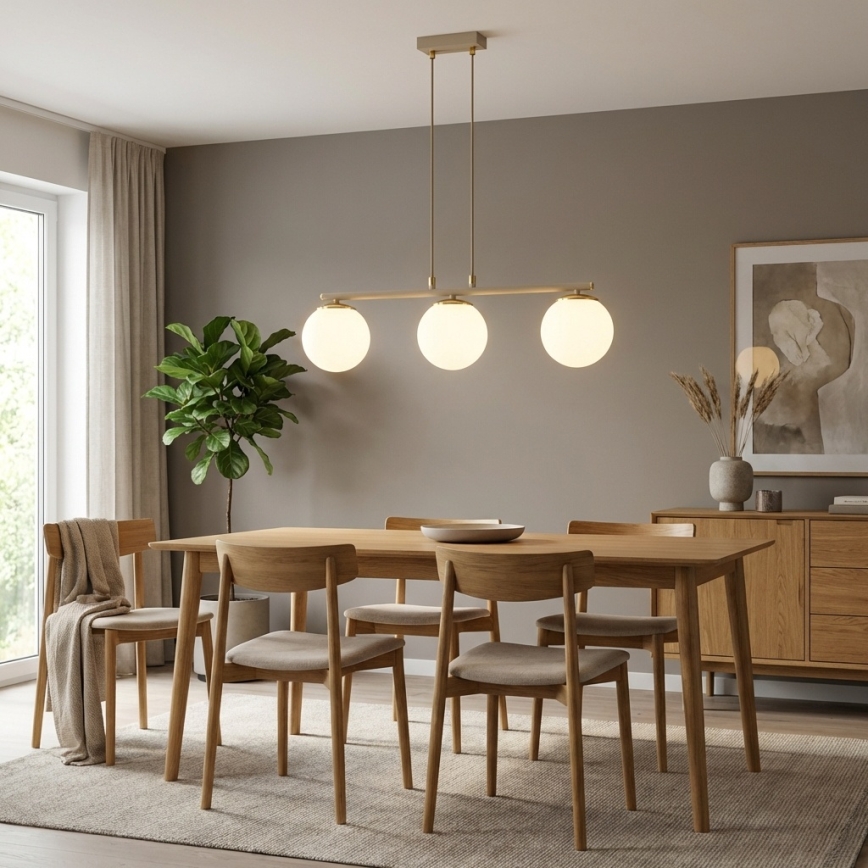 Brilagi - Karājamā lustra uz kabeļa MILO ECRU 3xE27/60W/230V bēša/zelta