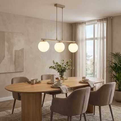 Brilagi - Karājamā lustra uz kabeļa MILO ECRU 3xE27/60W/230V bēša/zelta