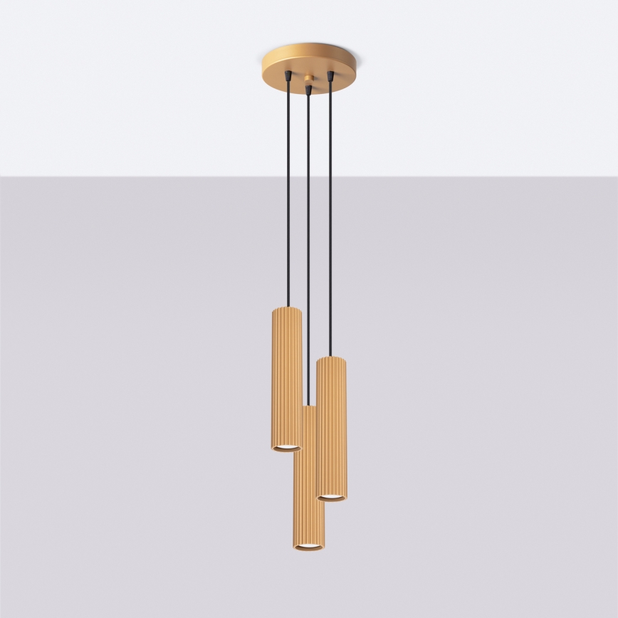 Brilagi - karājamā lustra uz troses CRESTO 3xGU10/10W/230V zelta krāsā