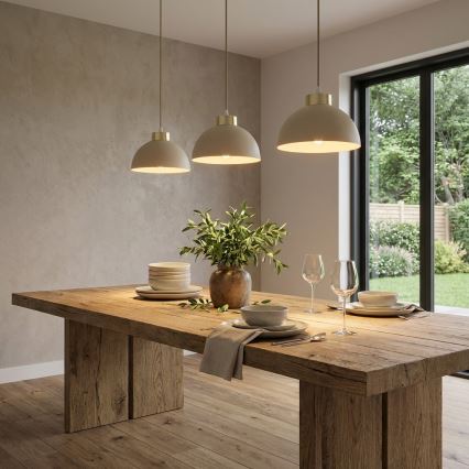 Brilagi - Karājamais gaismeklis ar kabeli 1xE27/60W/230V Ø 18 cm, bēšs/zelts