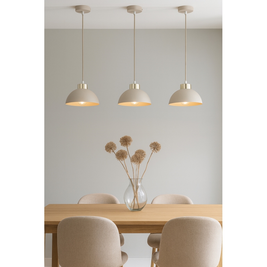 Brilagi - Karājamais gaismeklis ar kabeli 1xE27/60W/230V Ø 18 cm, bēšs/zelts
