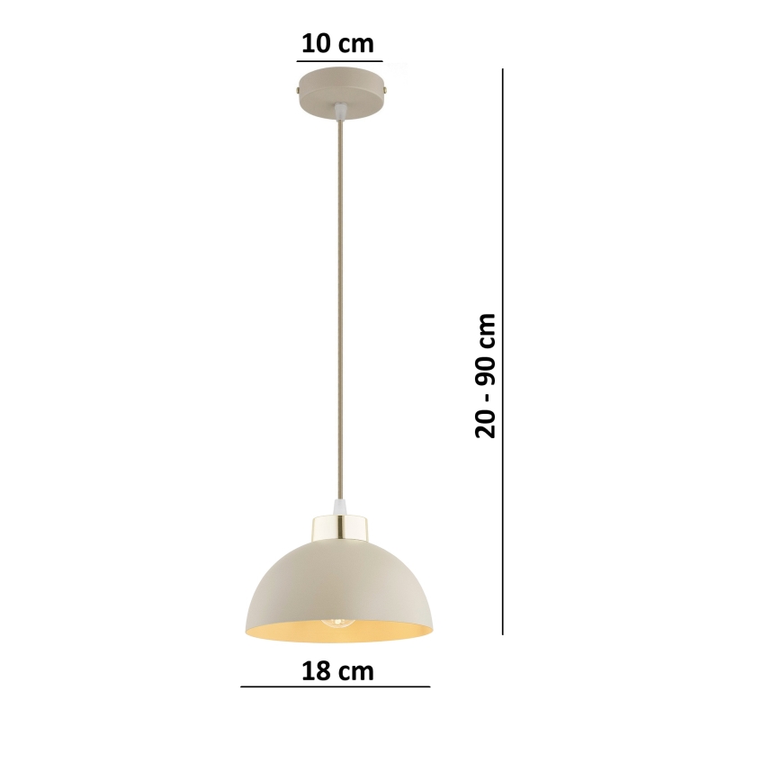Brilagi - Karājamais gaismeklis ar kabeli 1xE27/60W/230V Ø 18 cm, bēšs/zelts