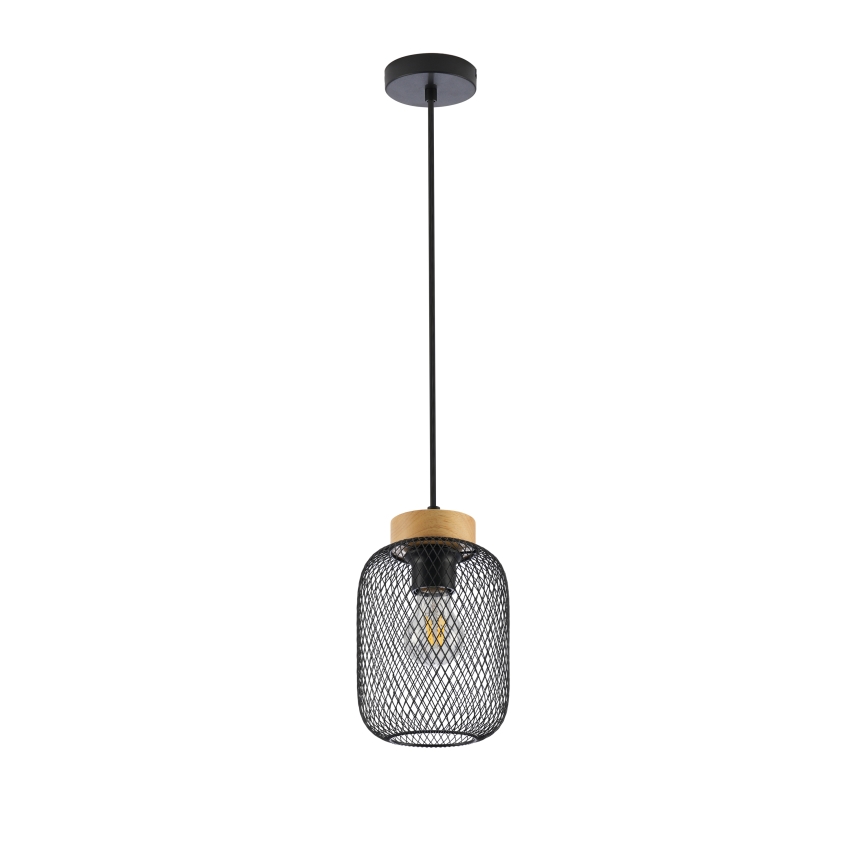 Brilagi - Karājoša lampa BASKLITE ar vadu 1xE27/15W/230V koks/melns