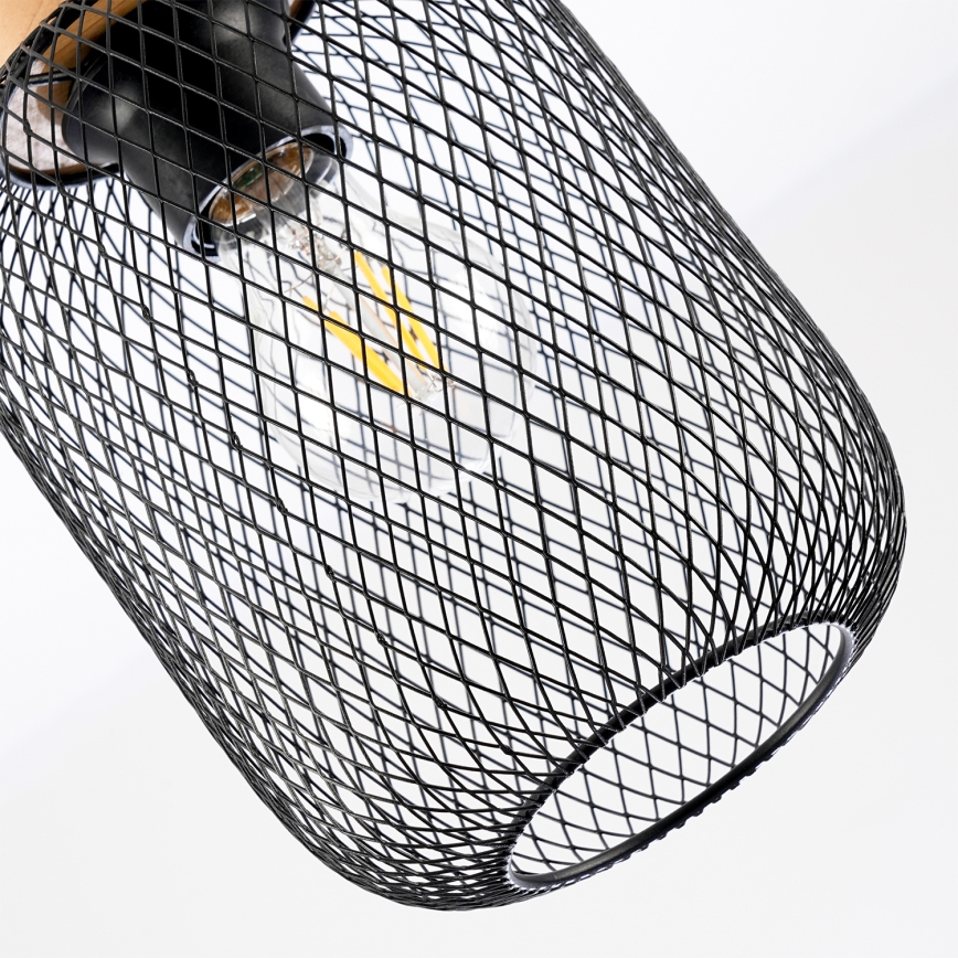 Brilagi - Karājoša lampa BASKLITE ar vadu 1xE27/15W/230V koks/melns