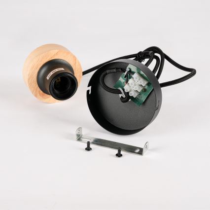 Brilagi - Karājoša lampa BASKLITE ar vadu 1xE27/15W/230V koks/melns