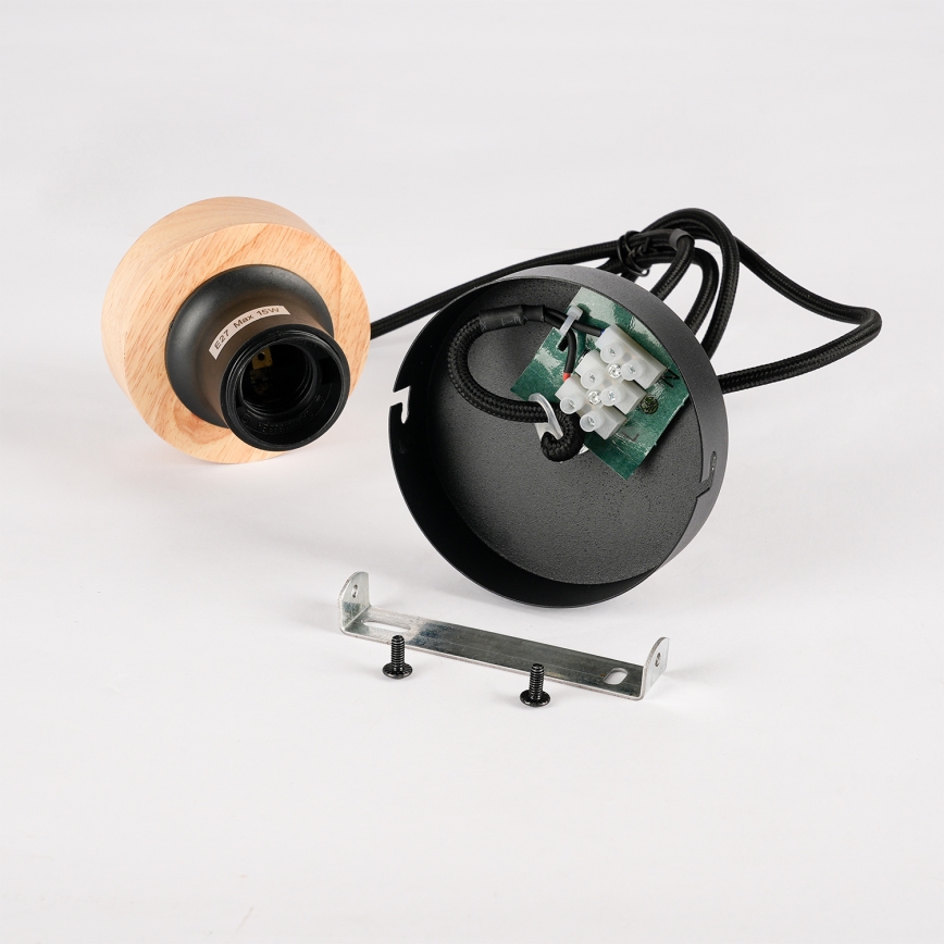 Brilagi - Karājoša lampa BASKLITE ar vadu 1xE27/15W/230V koks/melns