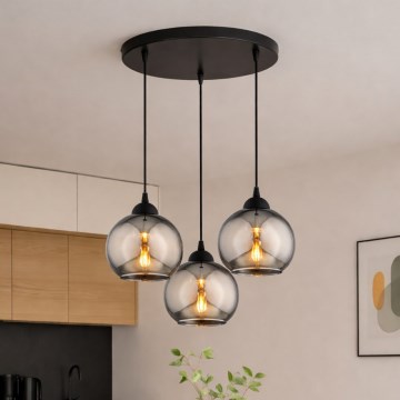 Brilagi - Karājoša lampa uz kabeļa 3xE27/60W/230V melna/dūmakaini pelēka