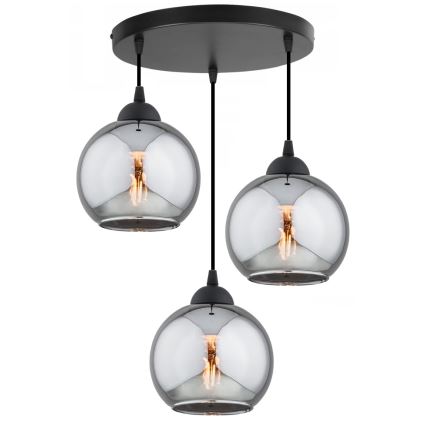 Brilagi - Karājoša lampa uz kabeļa DIOR 3xE27/60W/230V melna/dūmakaini pelēka