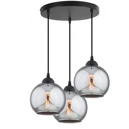 Brilagi - Karājoša lampa uz kabeļa DIOR 3xE27/60W/230V melna/dūmakaini pelēka