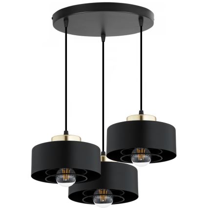 Brilagi - Karājoša lustra ar trosi SPRING 3xE27/60W/230V melna/zelta