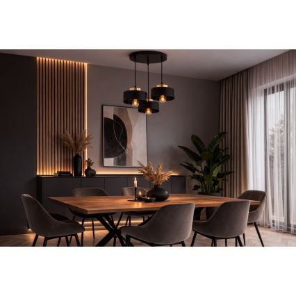 Brilagi - Karājoša lustra ar trosi SPRING 3xE27/60W/230V melna/zelta