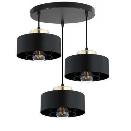 Brilagi - Karājoša lustra ar trosi SPRING 3xE27/60W/230V melna/zelta