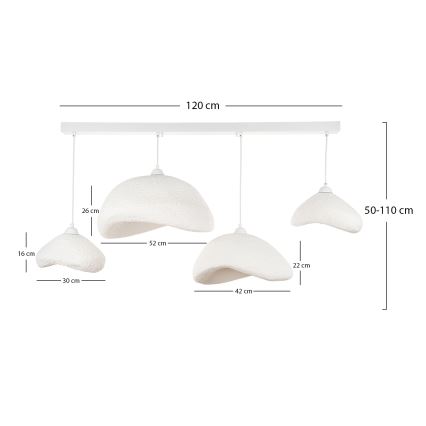 Brilagi - Karājoša lustra ar trosi WABI SABI 4xE27/40W/230V balta