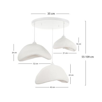Brilagi - Karājoša lustra ar vadu WABI SABI 3xE27/40W/230V Ø 82 cm, balta