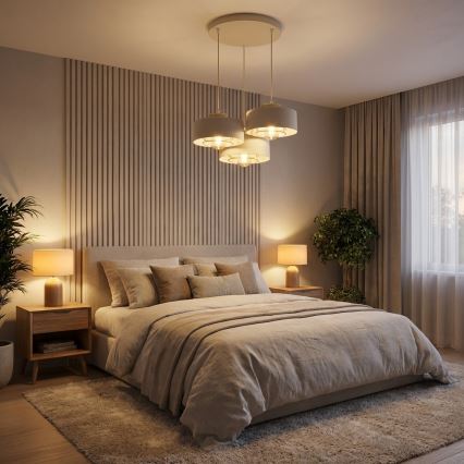 Brilagi - karājoša lustra uz troses 3xE27/60W/230V bēša/zelta