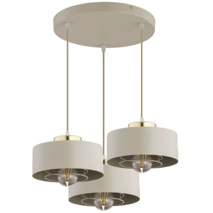 Brilagi - karājoša lustra uz troses 3xE27/60W/230V bēša/zelta