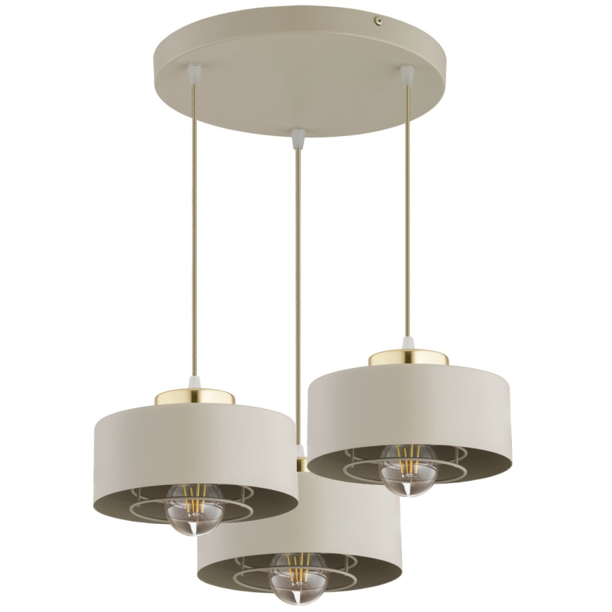 Brilagi - karājoša lustra uz troses 3xE27/60W/230V bēša/zelta