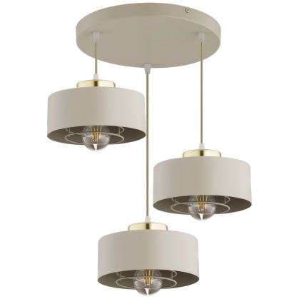 Brilagi - karājoša lustra uz troses SPRING 3xE27/60W/230V bēša/zelta