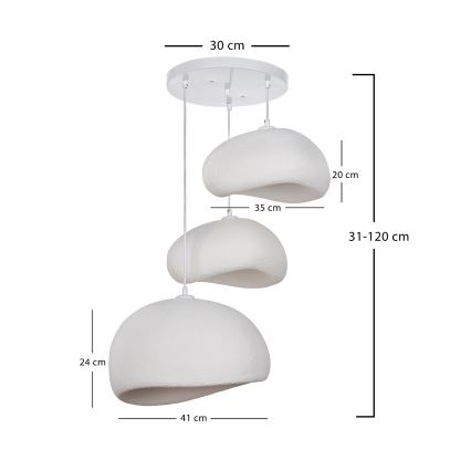 Brilagi - Karājoša lustra WABI SABI ar vadu 3xE27/40W/230V Ø 76 cm, balta